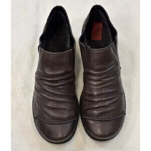 Rieker Boots Womens 37 Louise Slip On Ruched Bootie Low Heels Dark Brown Leather